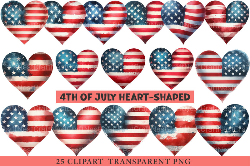 4th of July Heart-Shaped Clipart - CraftNest - Digital Crafting and Art
