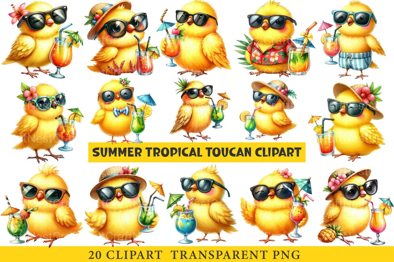 Summer Tropical Toucan Clipart Bundle - CraftNest - Digital Crafting and Art