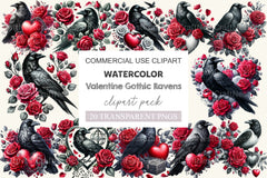 Valentine Gothic Ravens Clipart Bundle 2 - CraftNest - Digital Crafting and Art