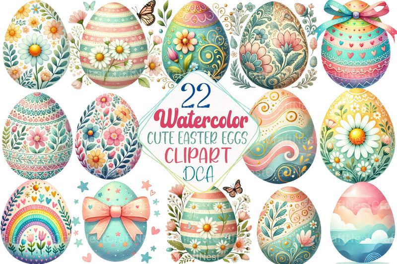 Cute Easter Eggs Clipart Bundle 2 - CraftNest - Digital Crafting and Art