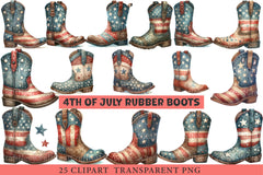 4th of July Rubber Boots Clipart - CraftNest - Digital Crafting and Art