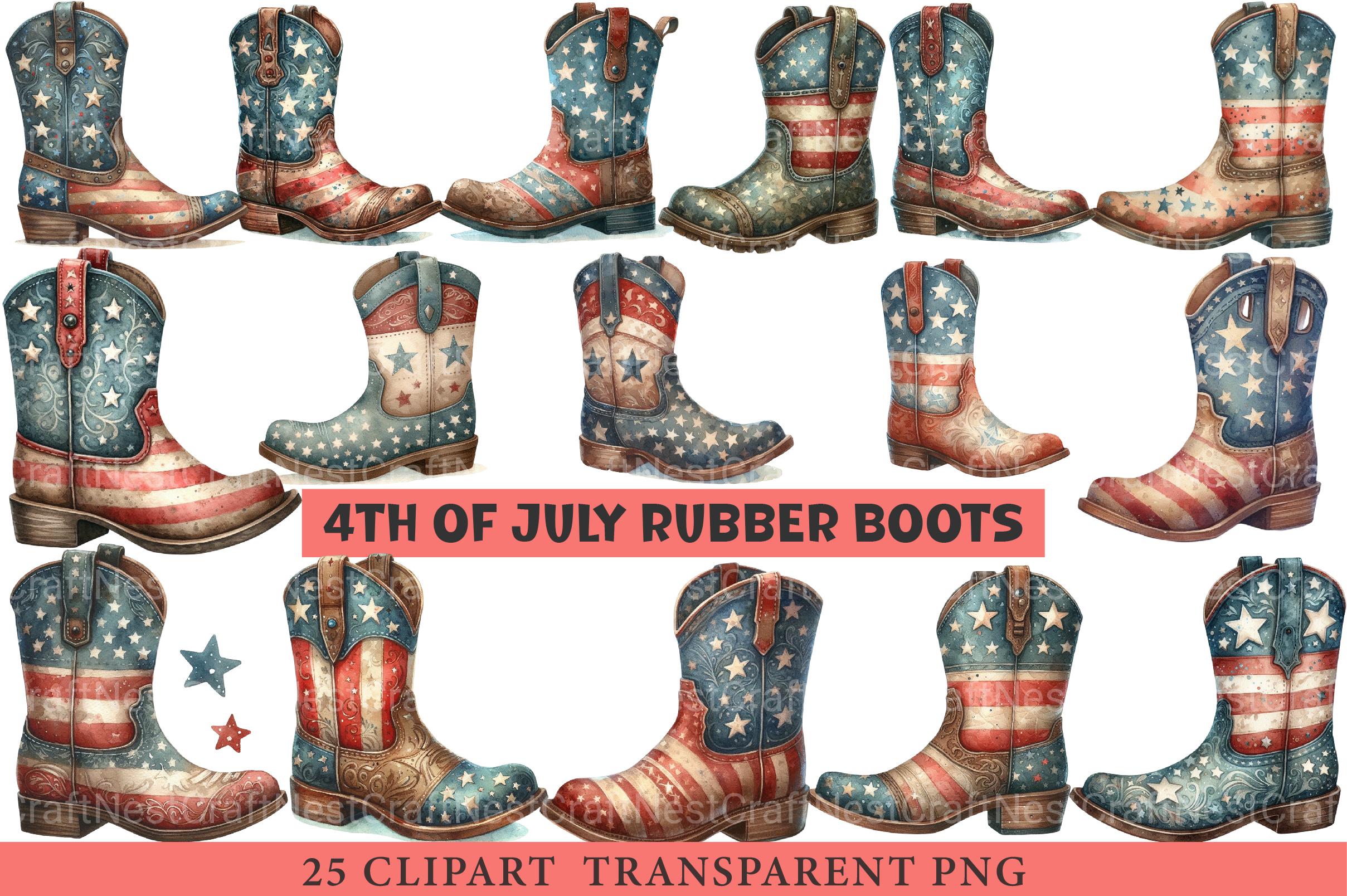 4th of July Rubber Boots Clipart - CraftNest - Digital Crafting and Art