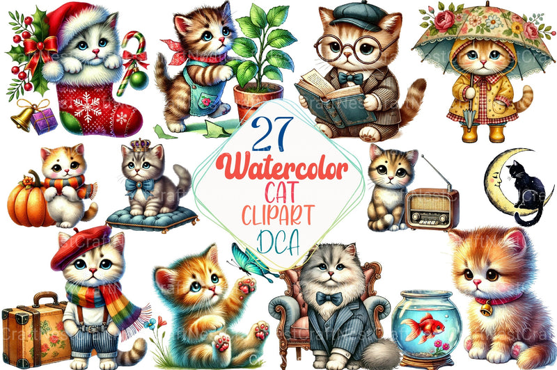 Cat Clipart Bundle for Creative Projects - CraftNest - Digital Crafting and Art