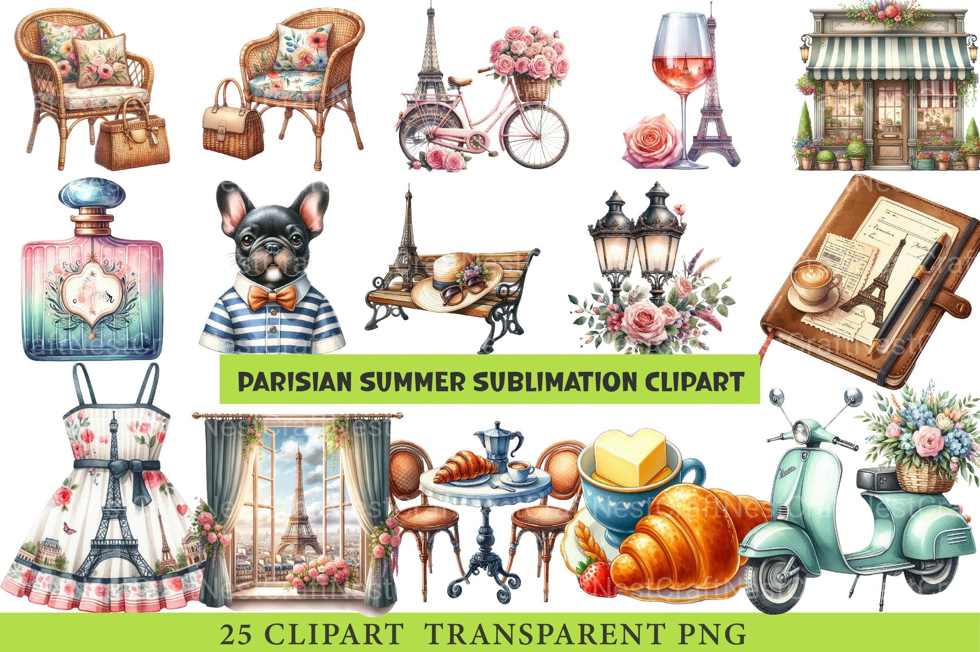Parisian Summer Clipart - CraftNest - Digital Crafting and Art