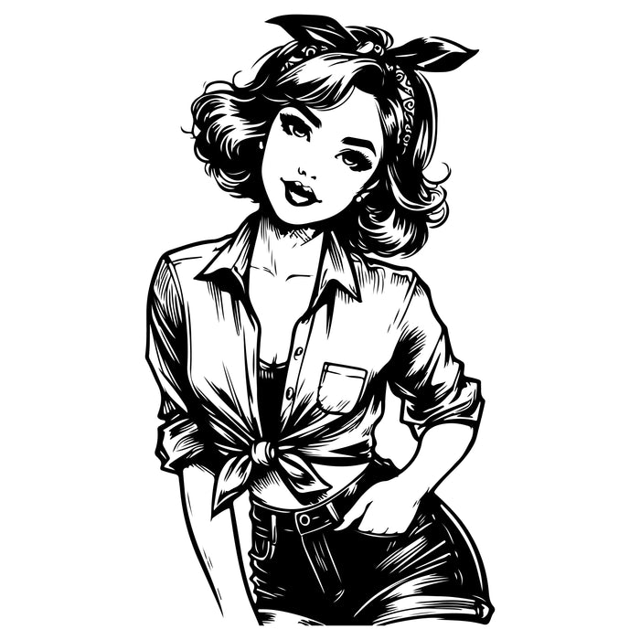 Ink Drawn Black Pin Up Clipart Bundle