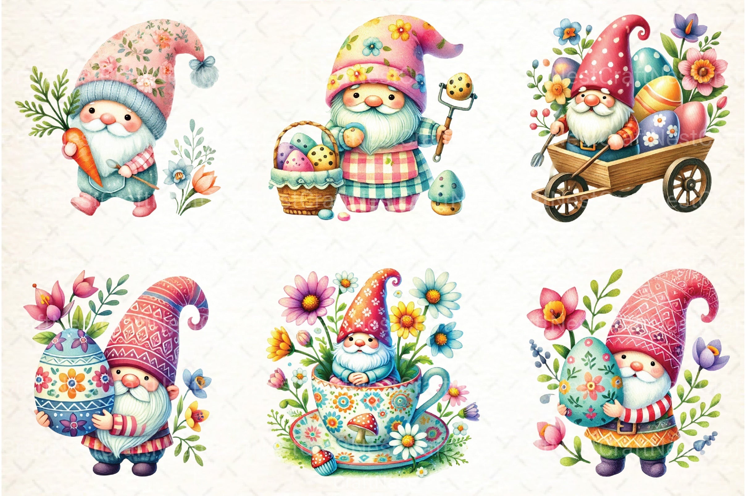 Cute Easter Gnome Clipart Bundle 99 - CraftNest - Digital Crafting and Art