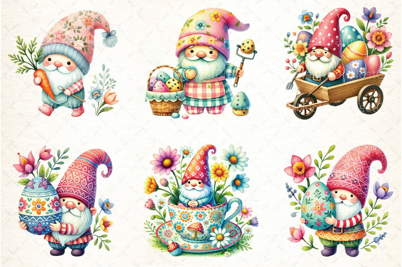 Cute Easter Gnome Clipart Bundle 99 - CraftNest - Digital Crafting and Art