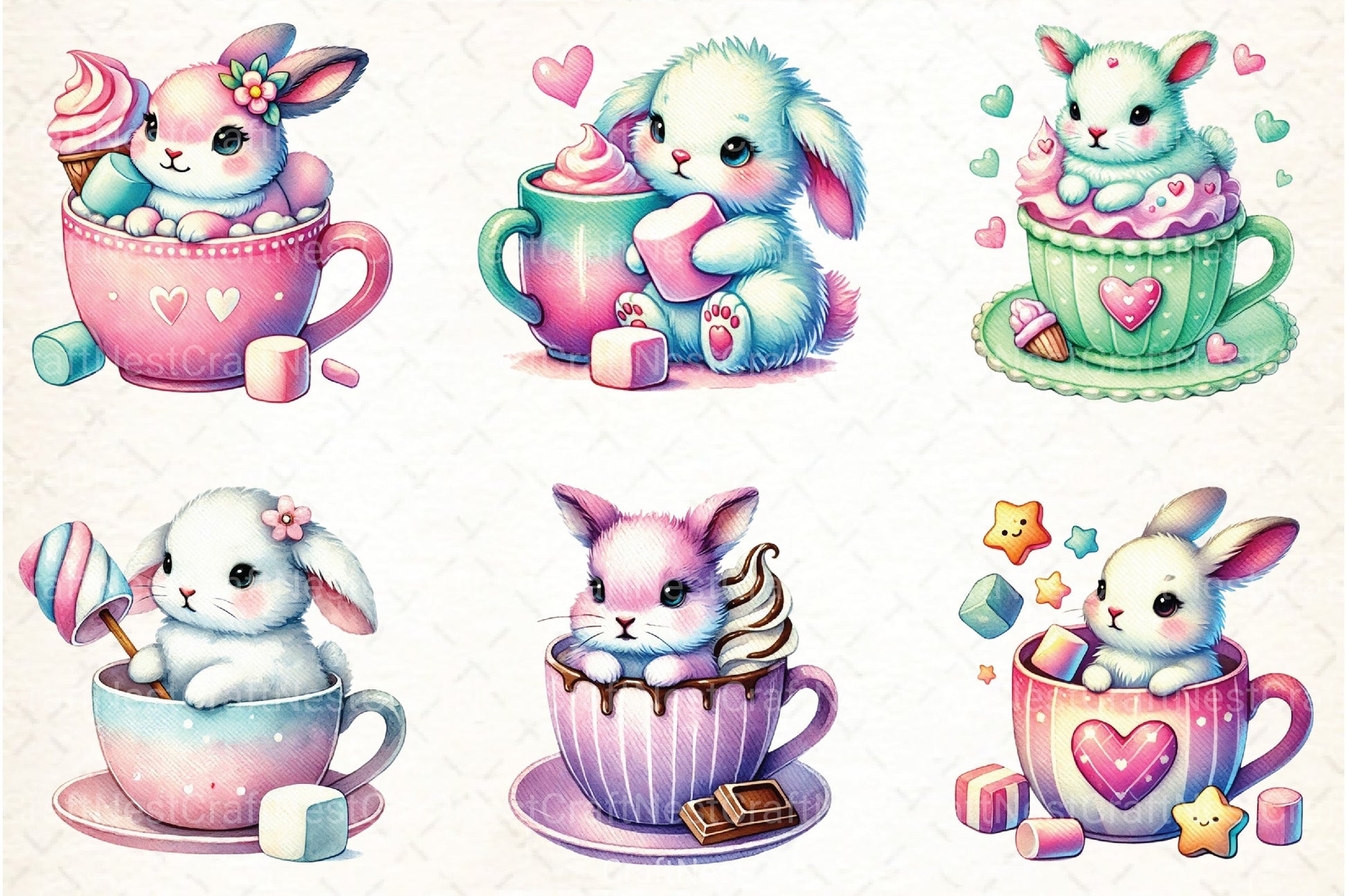 Hot Cocoa Bunny Clipart Bundle - CraftNest - Digital Crafting and Art