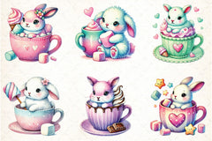 Hot Cocoa Bunny Clipart Bundle - CraftNest - Digital Crafting and Art