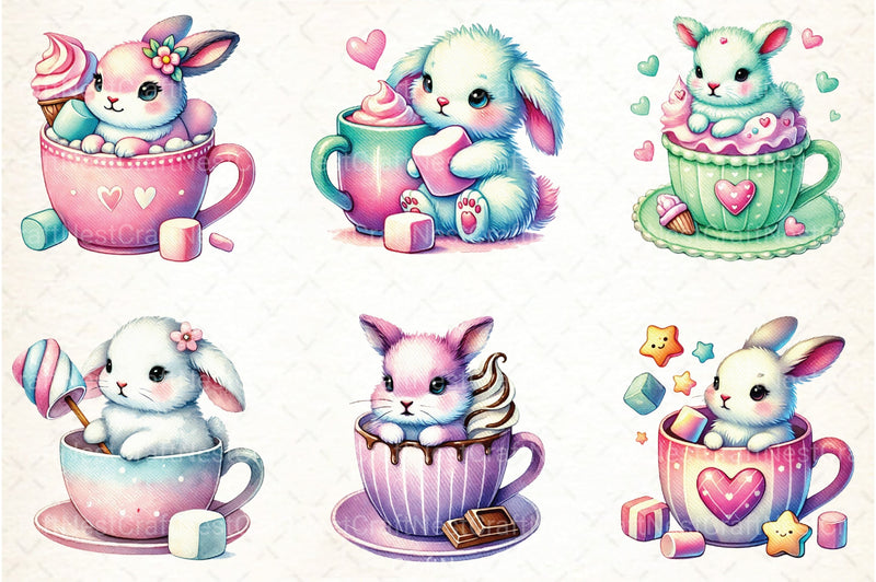 Hot Cocoa Bunny Clipart Bundle - CraftNest - Digital Crafting and Art