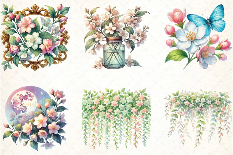 Spring Jasmine Flower Clipart Bundle 7 - CraftNest - Digital Crafting and Art