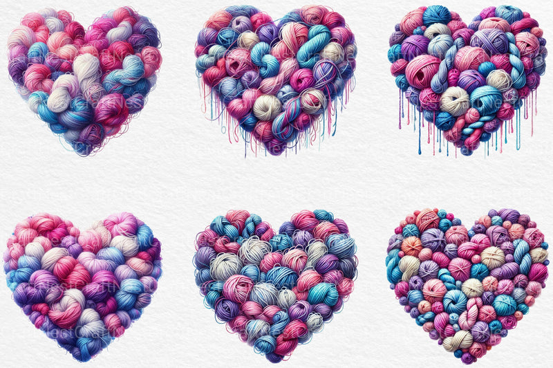 Valentine Heart Shaped Yarn Clipart Bundle - CraftNest - Digital Crafting and Art