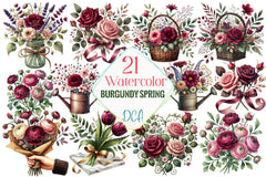 Burgundy Spring Clipart Bundle 555 - CraftNest - Digital Crafting and Art
