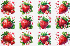 Red Strawberry Clipart Bundle - CraftNest - Digital Crafting and Art