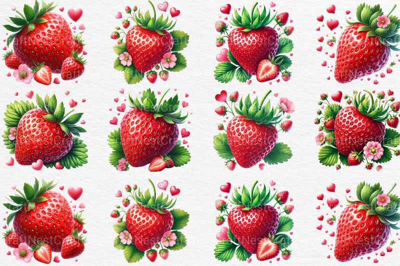 Red Strawberry Clipart Bundle - CraftNest - Digital Crafting and Art