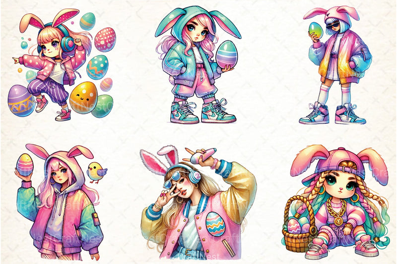 Hip Hop Easter Girl Clipart Bundle - CraftNest - Digital Crafting and Art
