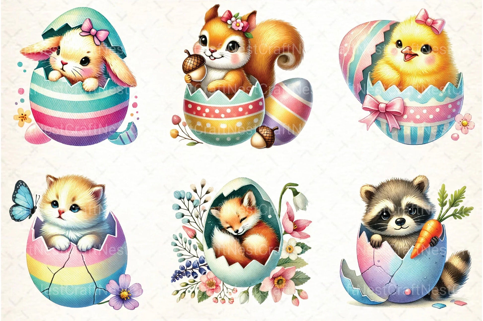 Easter Eggshell Animals Clipart Bundle 1 - CraftNest - Digital Crafting and Art