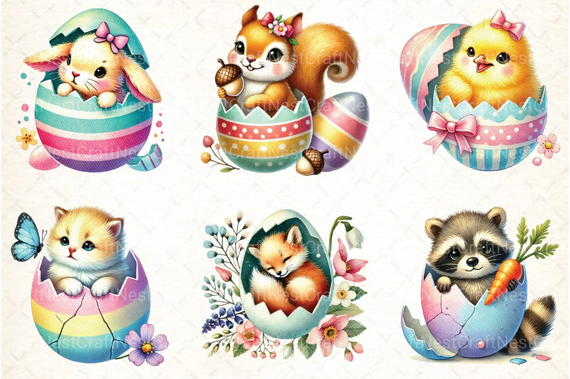 Easter Eggshell Animals Clipart Bundle 1 - CraftNest - Digital Crafting and Art