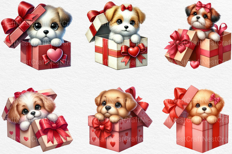 Valentine Peeking Dog Clipart Bundle - CraftNest - Digital Crafting and Art