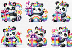 Unicorn Cute Panda Clipart Bundle 2 - CraftNest - Digital Crafting and Art