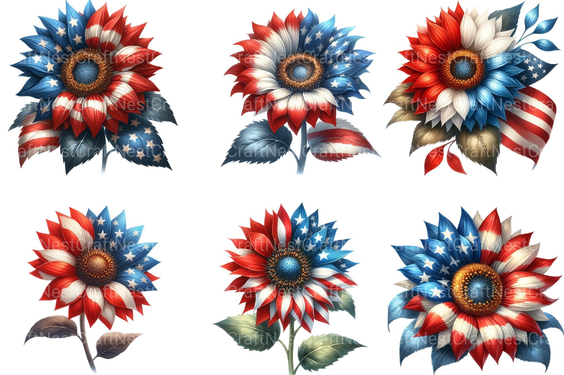 4th of July Sunflower Clipart 1 - CraftNest - Digital Crafting and Art