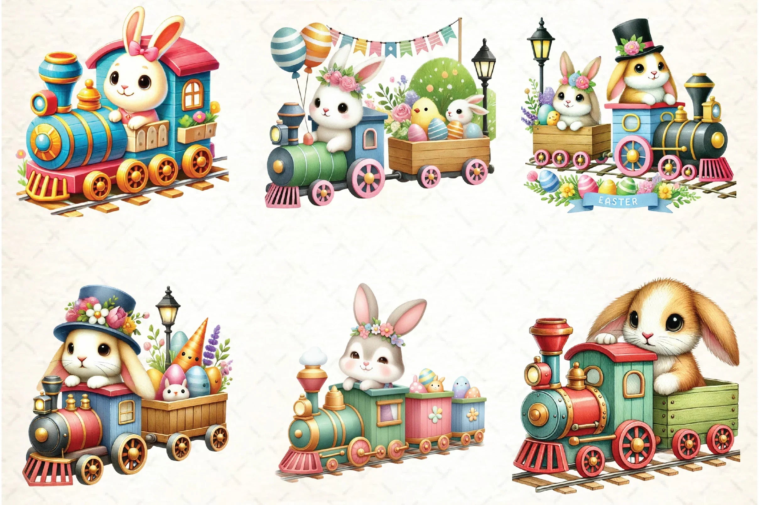 Easter Bunny Train Clipart Bundle - CraftNest - Digital Crafting and Art