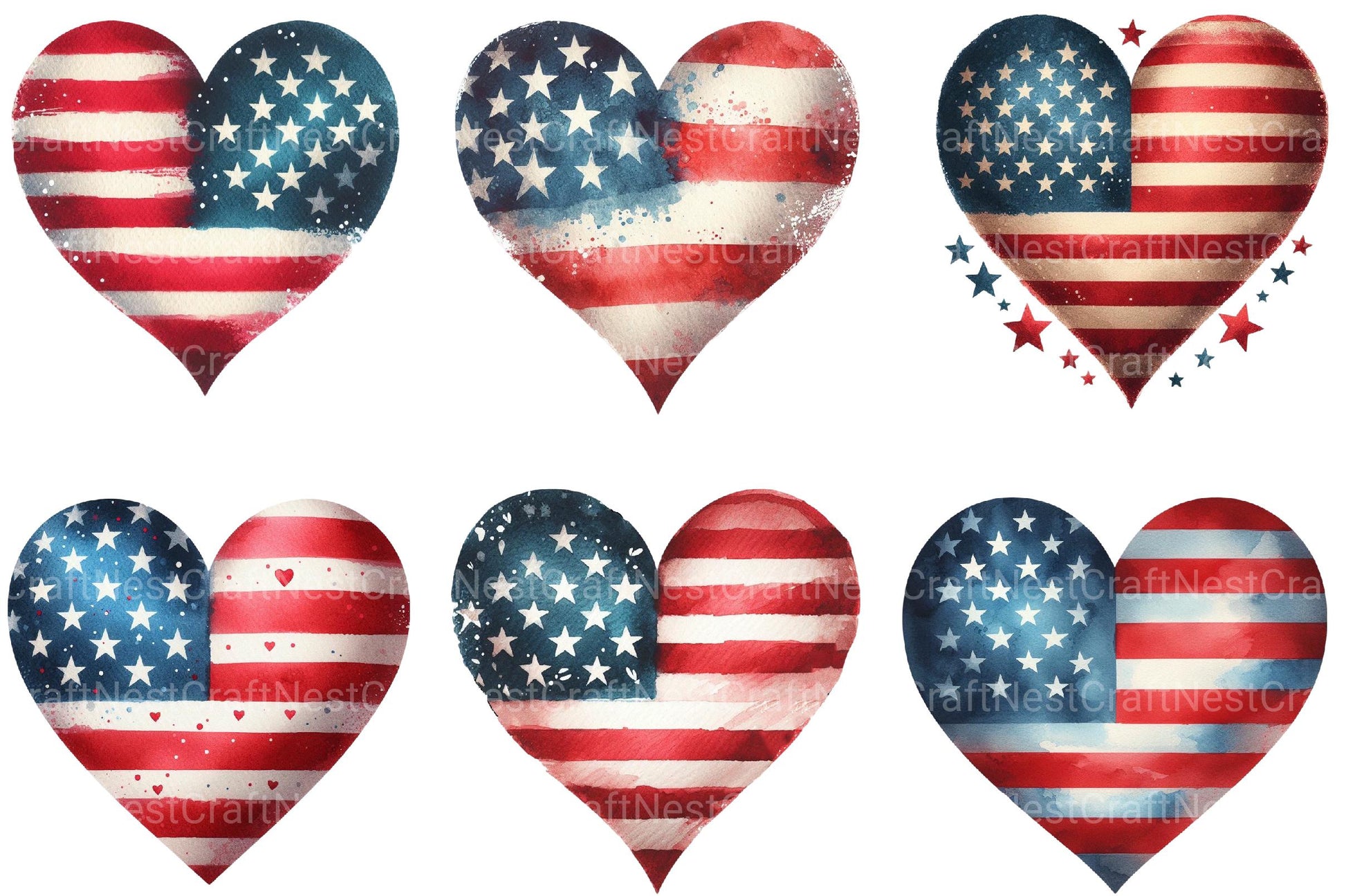 4th of July Heart-Shaped Clipart - CraftNest - Digital Crafting and Art