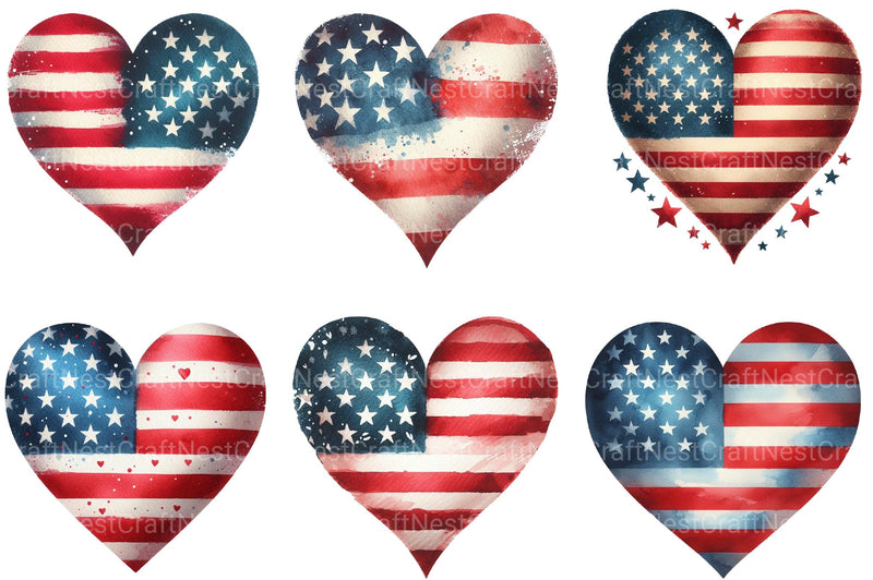 4th of July Heart-Shaped Clipart - CraftNest - Digital Crafting and Art