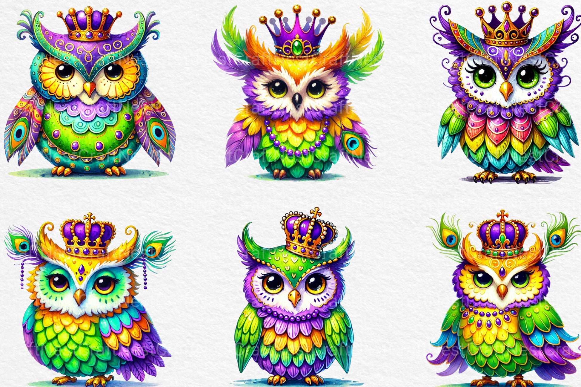 Mardi Gras Owl Clipart Bundle - CraftNest - Digital Crafting and Art