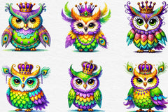 Mardi Gras Owl Clipart Bundle - CraftNest - Digital Crafting and Art