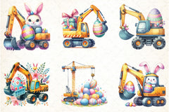 Eggs Excavator Construction Easter Clipart Bundle - CraftNest - Digital Crafting and Art