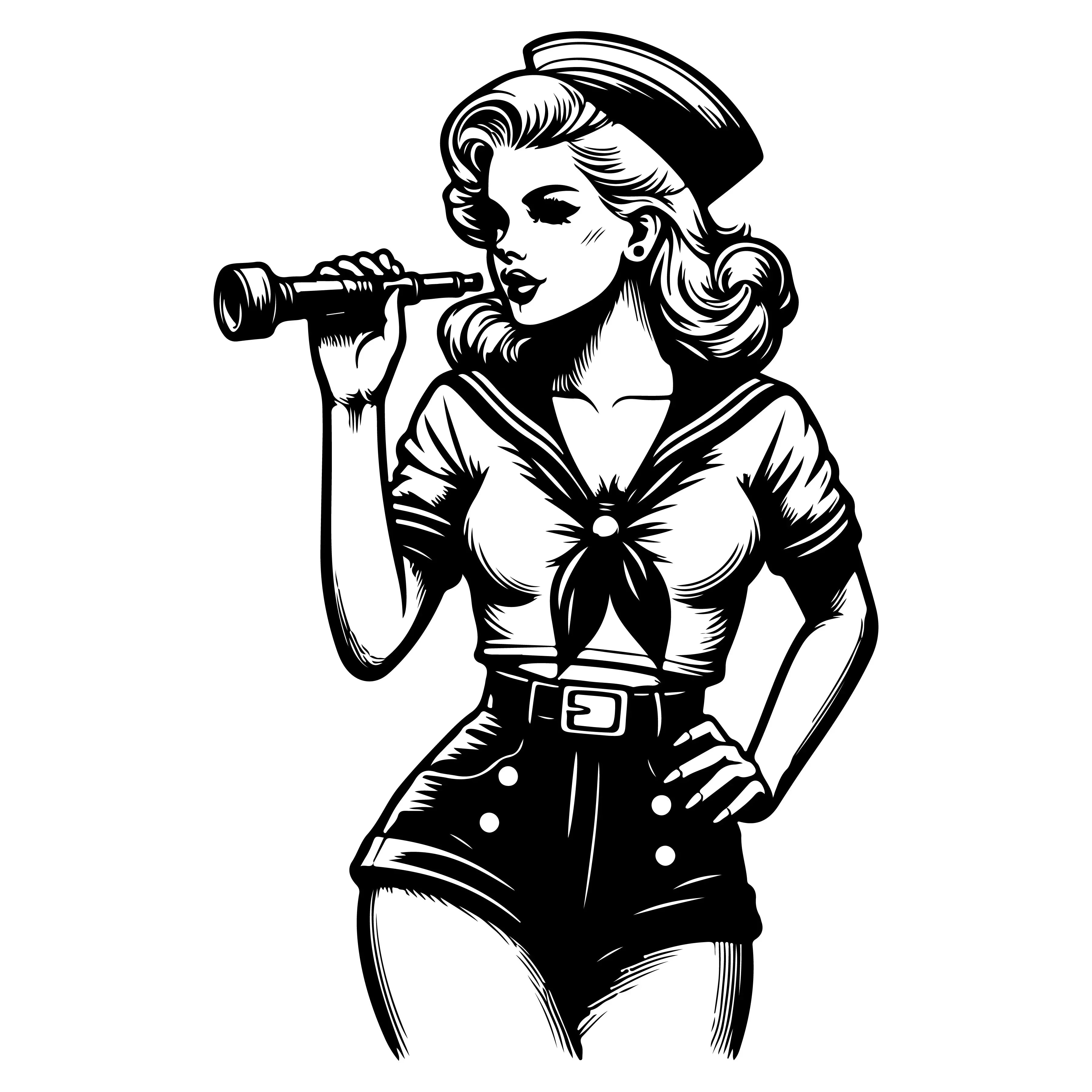 Ink Drawn Black Pin Up Clipart Bundle - CraftNest - Digital Crafting and Art