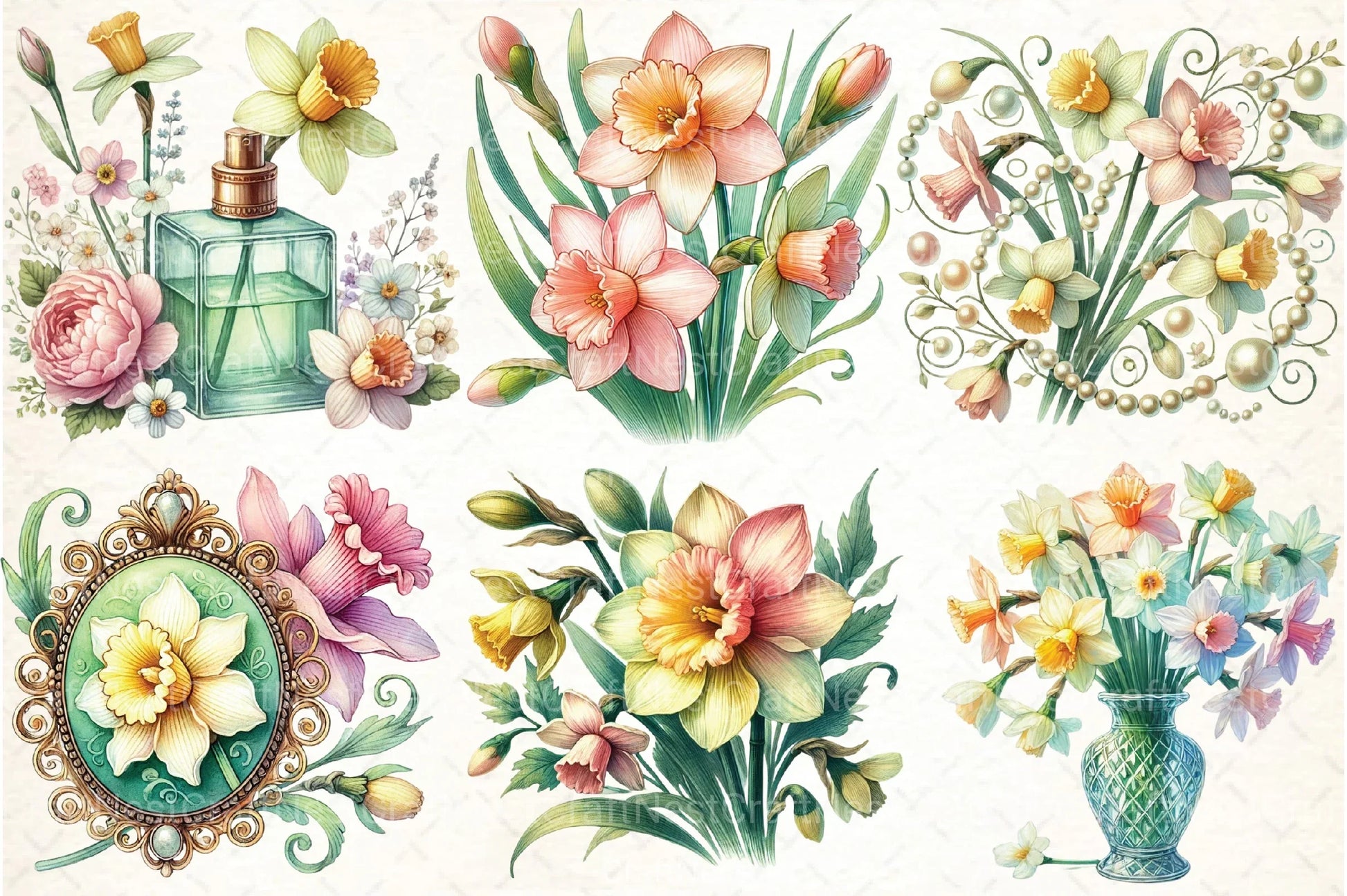 Spring Daffodils Coquette Clipart Bundle 4 - CraftNest - Digital Crafting and Art