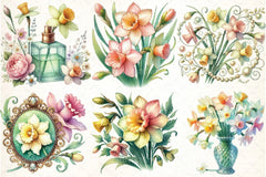 Spring Daffodils Coquette Clipart Bundle 4 - CraftNest - Digital Crafting and Art