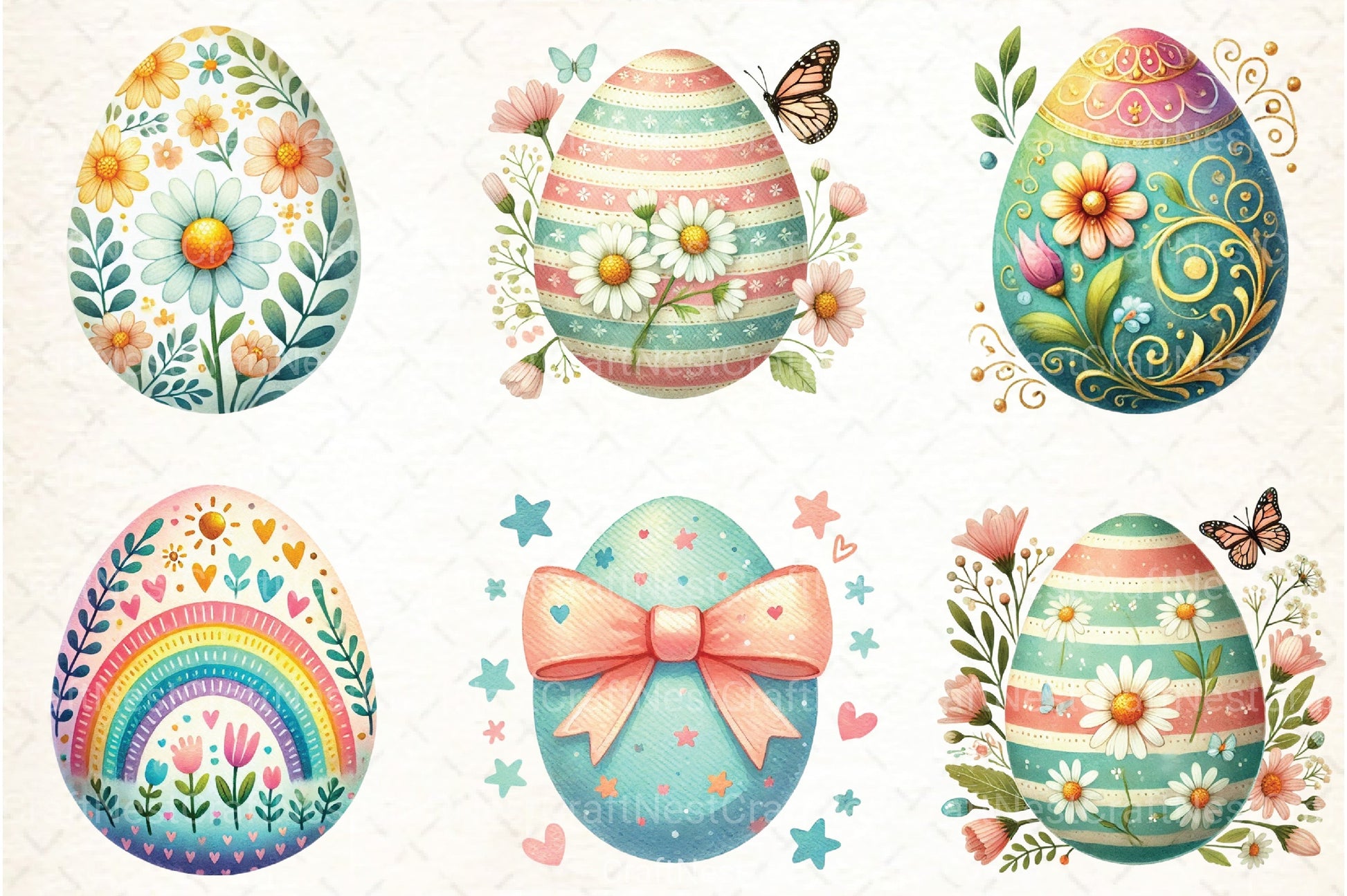 Cute Easter Eggs Clipart Bundle 2 - CraftNest - Digital Crafting and Art