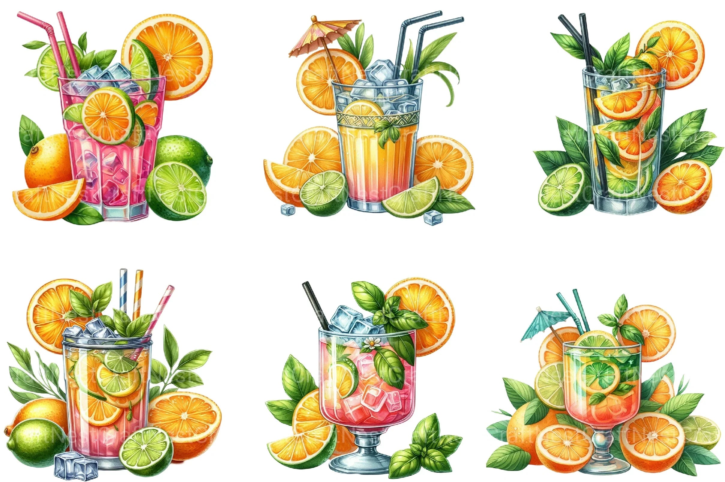 Summer Tropical Cocktail Clipart Bundle - CraftNest - Digital Crafting and Art