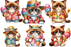 Summer Funny Grumpy Cat Clipart Bundle - CraftNest - Digital Crafting and Art