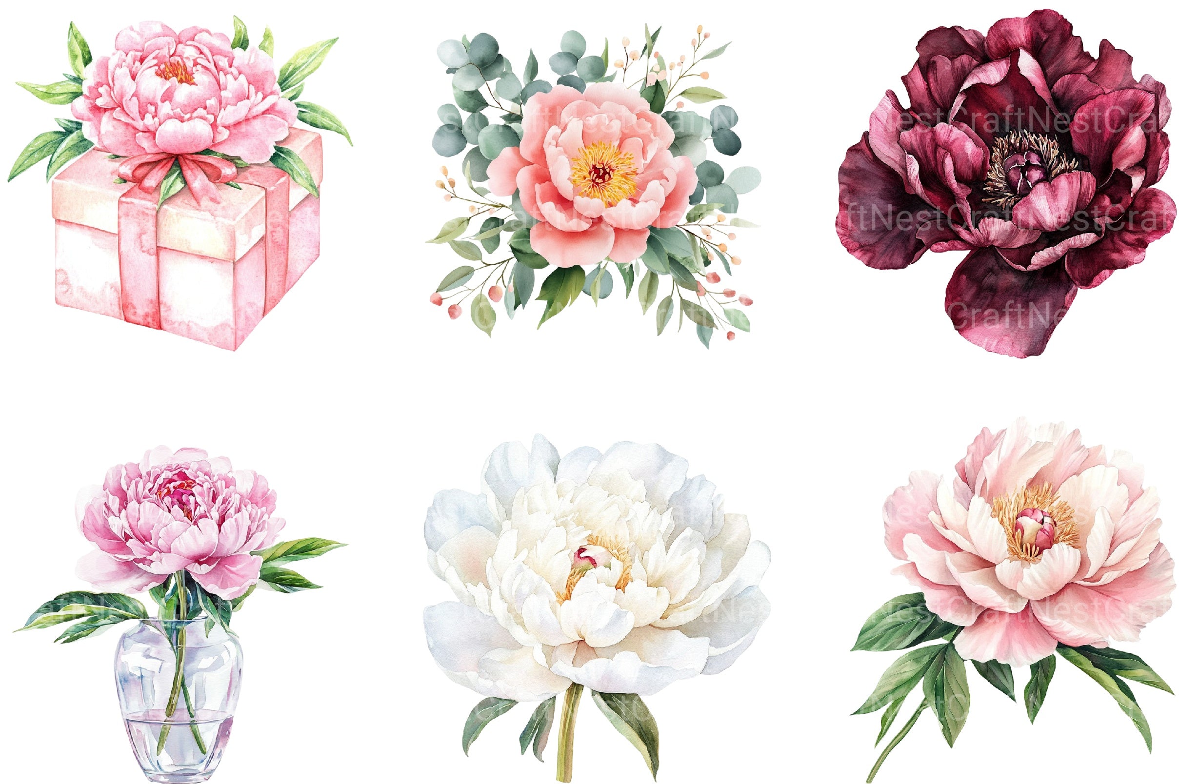 Peony Mother’s Day Clipart Bundle - CraftNest - Digital Crafting and Art