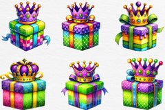 Mardi Gras Gift Box Clipart Bundle 1 - CraftNest - Digital Crafting and Art