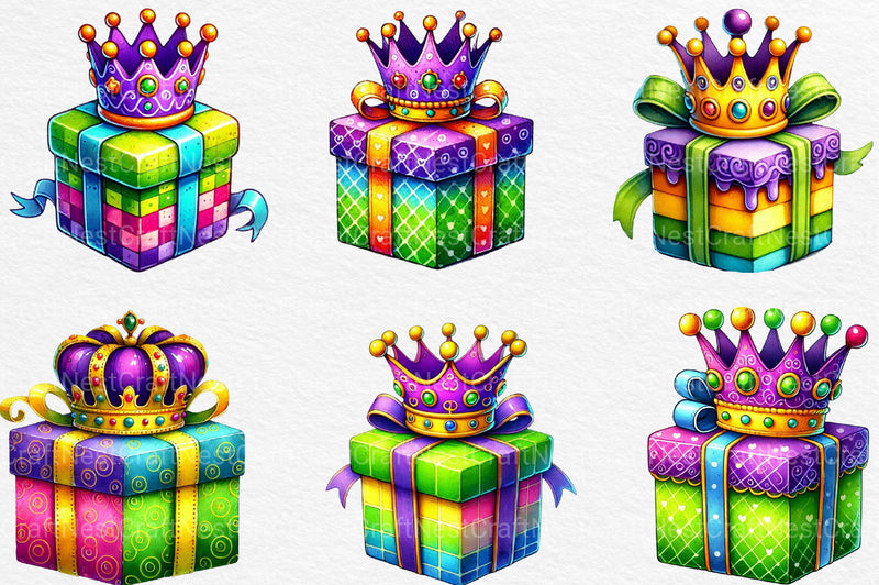 Mardi Gras Gift Box Clipart Bundle 1 - CraftNest - Digital Crafting and Art