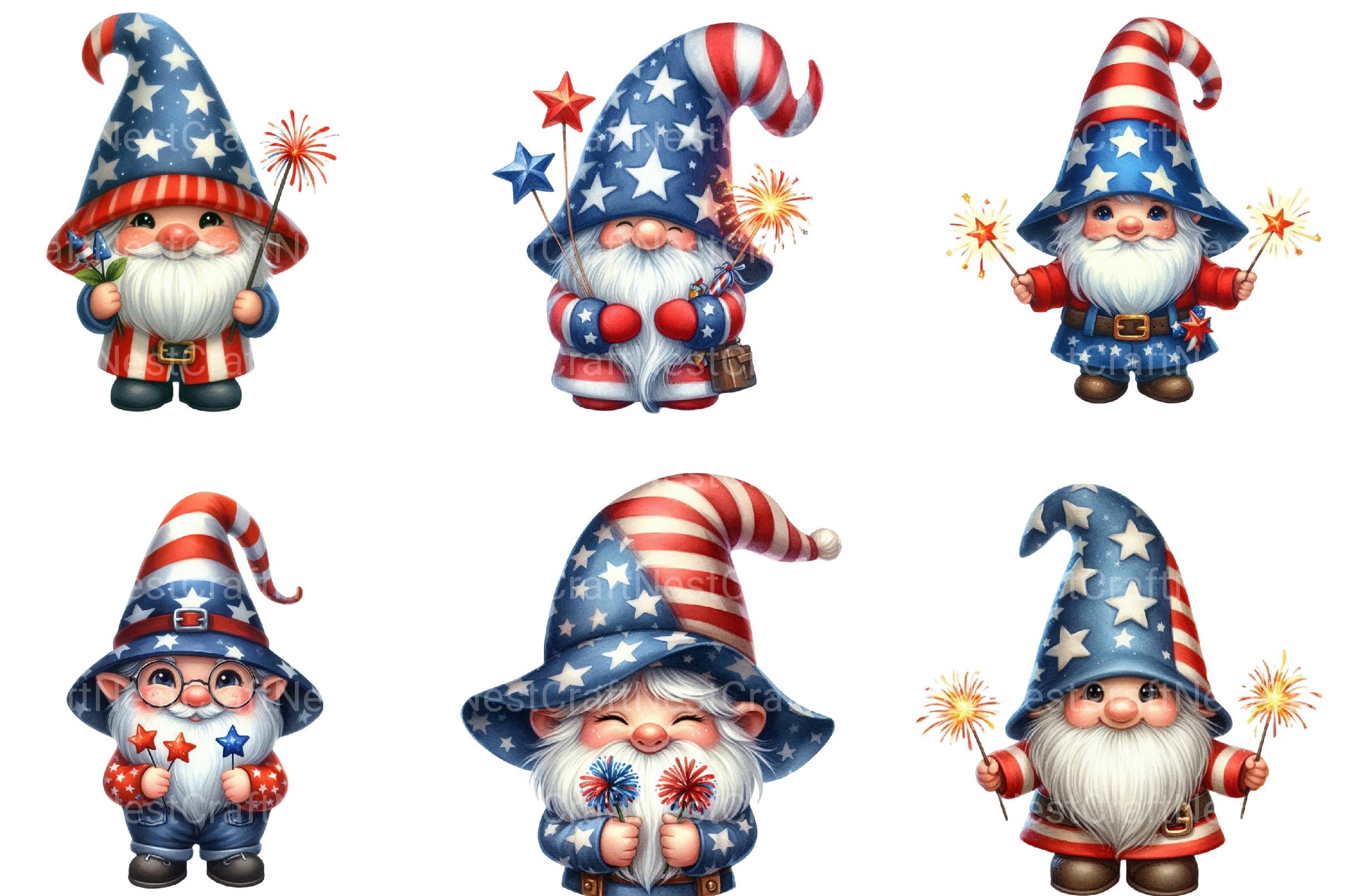 4th of July Gnome Clipart - CraftNest - Digital Crafting and Art