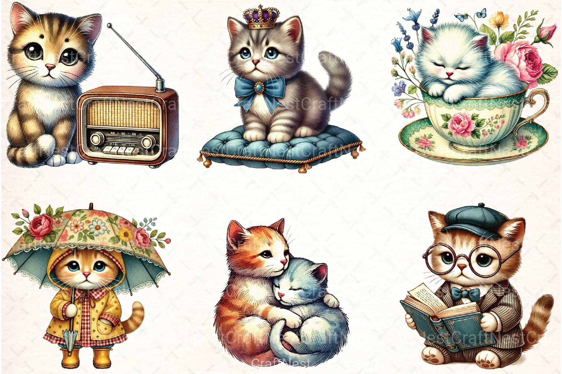 Cat Clipart Bundle for Creative Projects - CraftNest - Digital Crafting and Art