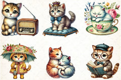 Cat Clipart Bundle for Creative Projects - CraftNest - Digital Crafting and Art