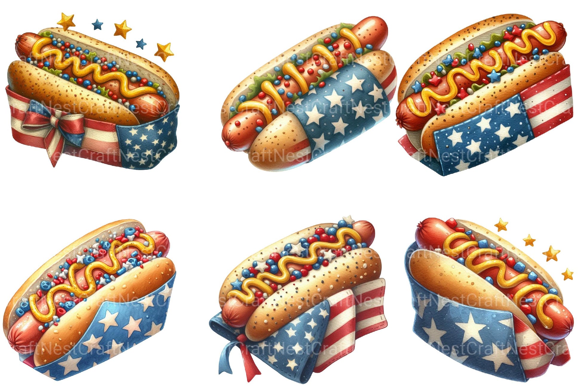 4th of July Hot Dog Clipart - CraftNest - Digital Crafting and Art