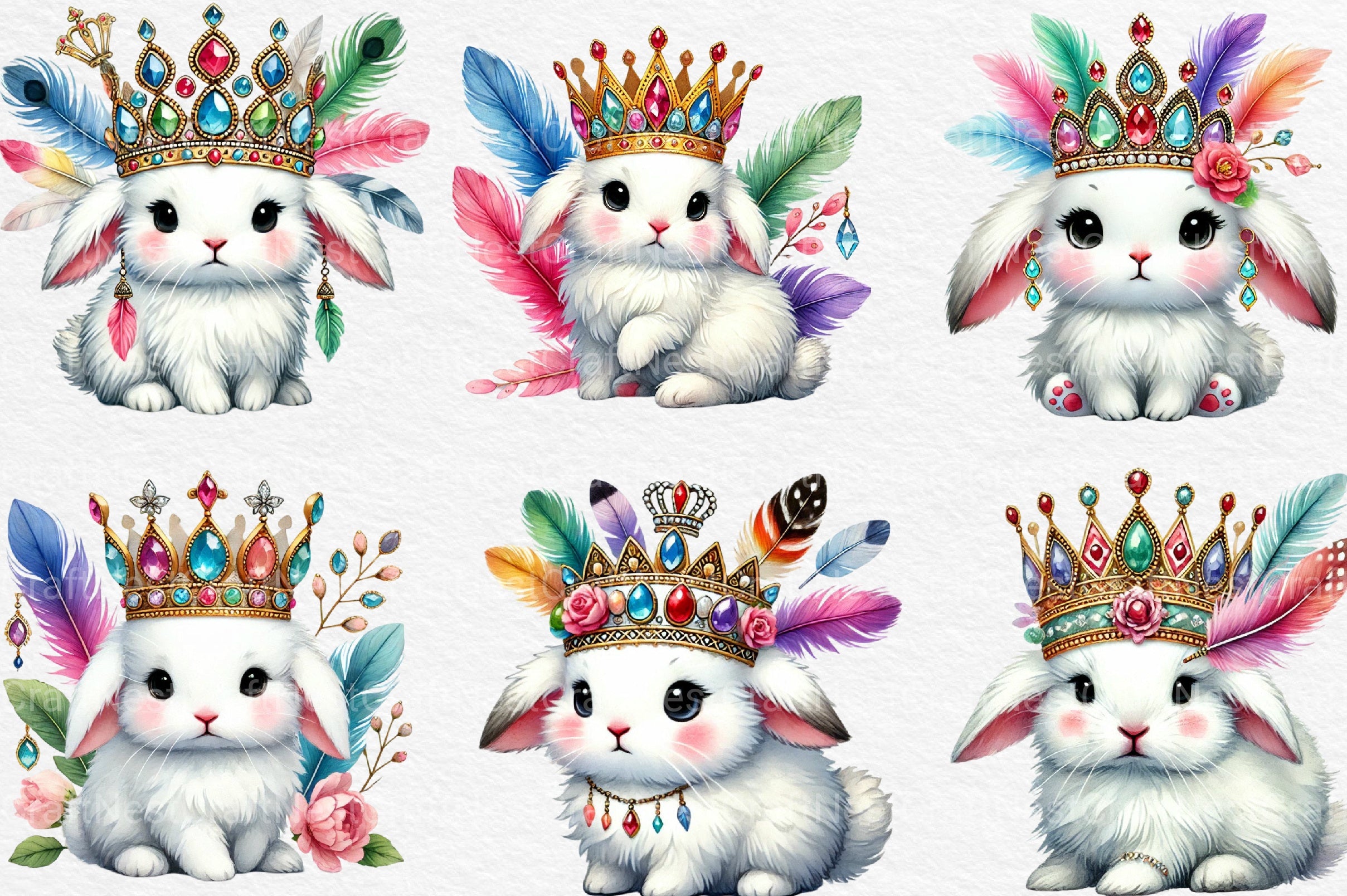 Mardi Gras Cute Rabbit Clipart Bundle - CraftNest - Digital Crafting and Art