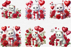 Valentine Cute White Kitten Clipart Bundle - CraftNest - Digital Crafting and Art
