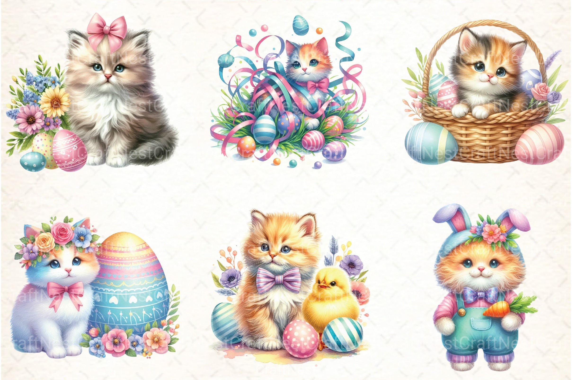 Easter Cats Clipart Bundle - CraftNest - Digital Crafting and Art