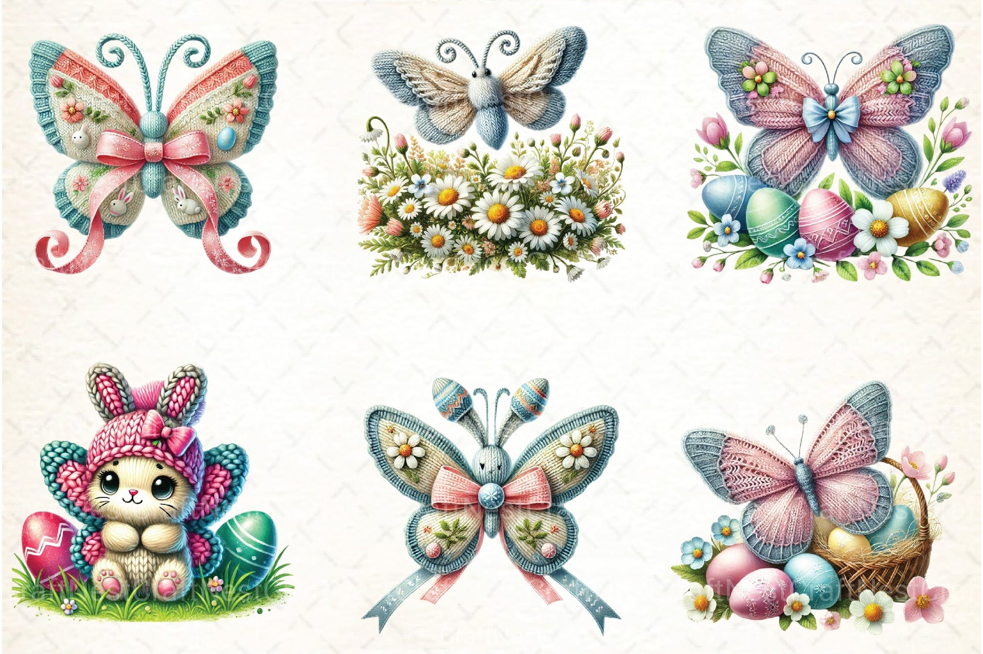 Easter Knitted Butterfly Clipart Bundle - CraftNest - Digital Crafting and Art