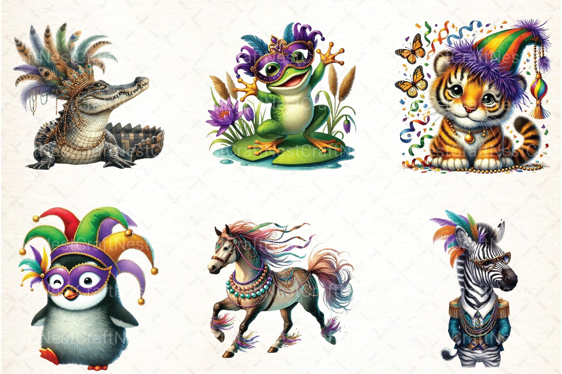 Mardi Gras Animal Clipart Bundle 2 - CraftNest - Digital Crafting and Art