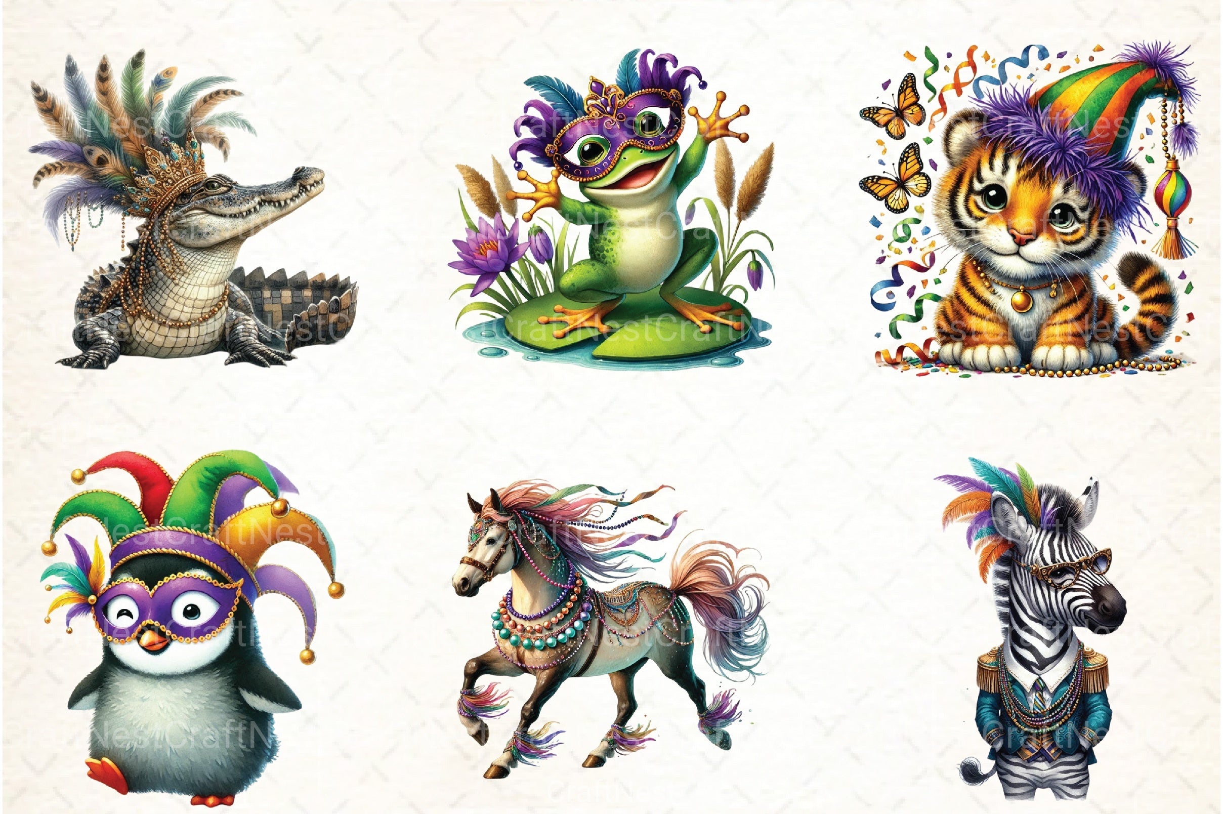 Mardi Gras Animal Clipart Bundle 2 - CraftNest - Digital Crafting and Art